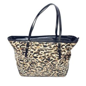 Nine West Leopard Print Malibu Handbag VTG Y2K Cheetah Purse Zip Tote Travel Bag